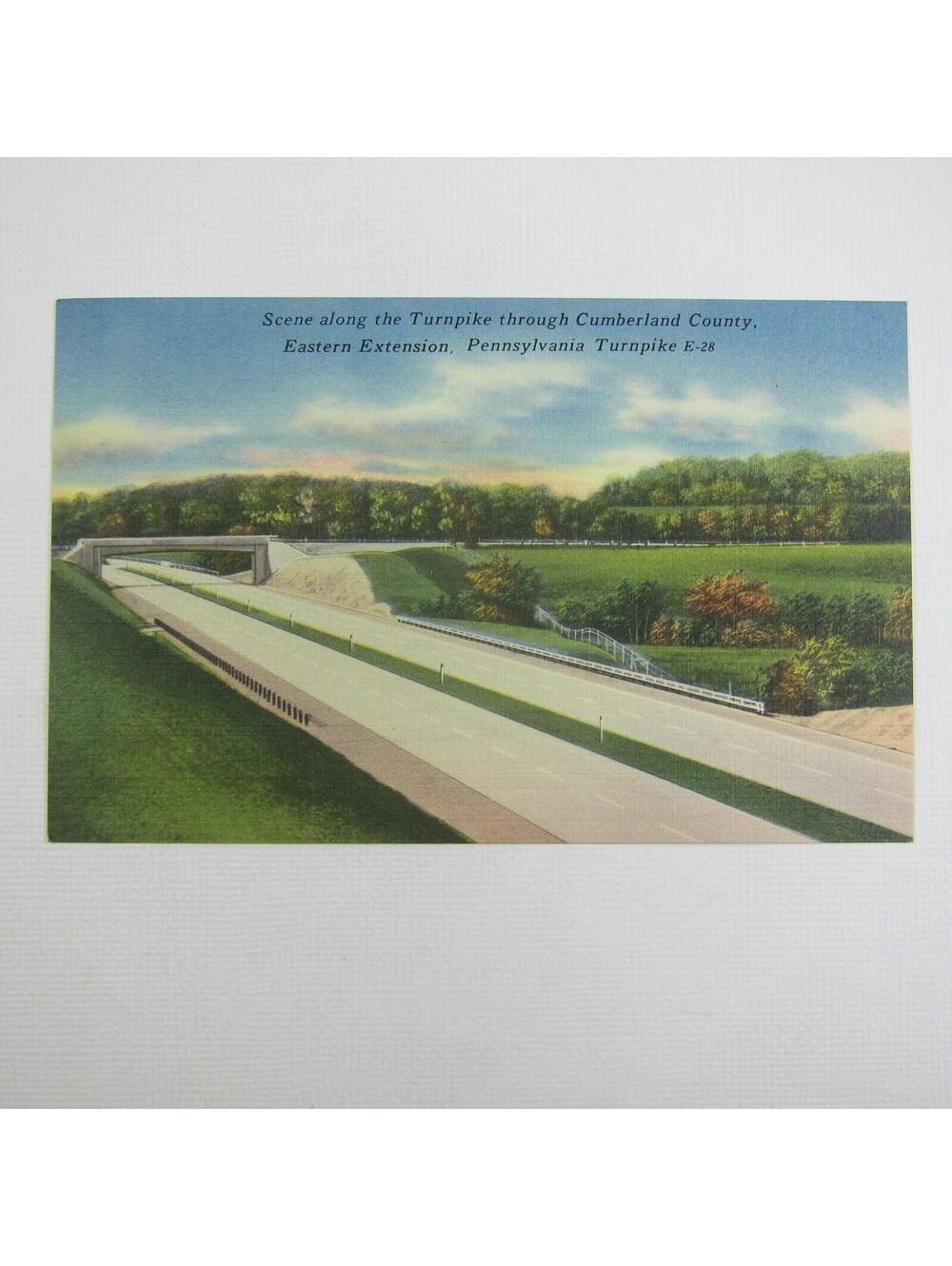 Linen Postcard Pennsylvania Turnpike Cumberland County Eastern Extension UNPOSTD